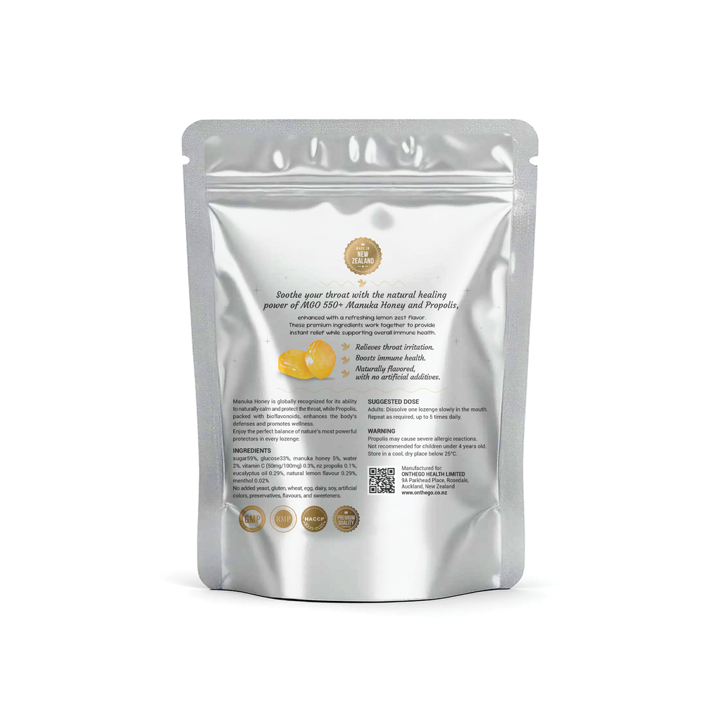 OnTheGo Manuka Lozenges Lemon Zesty Flavour | MGO 550+ | 500g