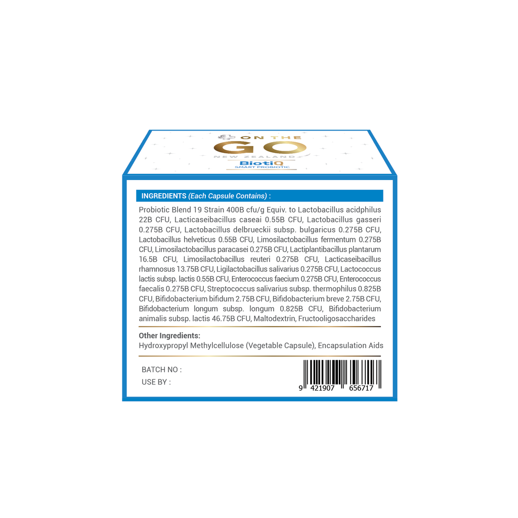 OnTheGo BiotiQ | 110 Billion CFU Probiotic with 19 Strains – 90 Capsules